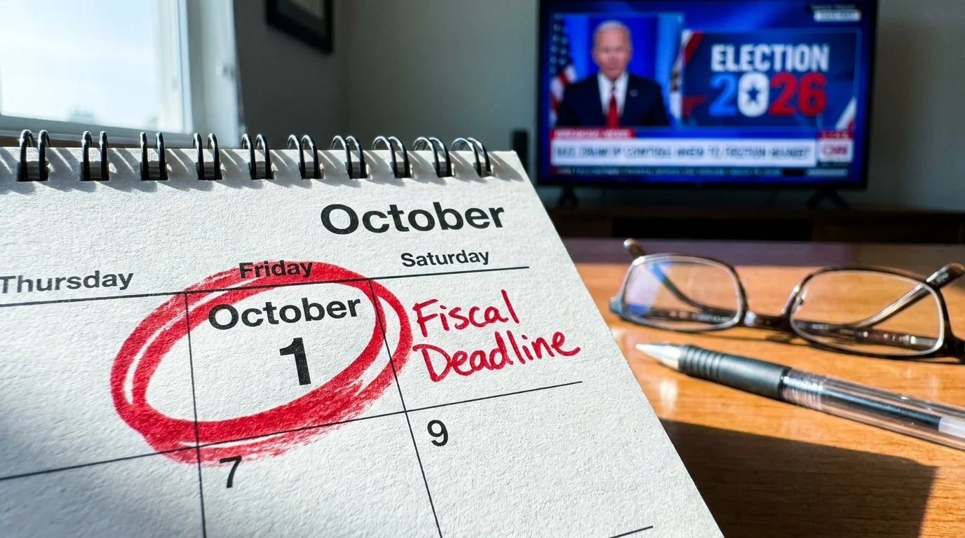 A close-up of a calendar with October 1 circled in red, signaling the upcoming federal budget deadline.